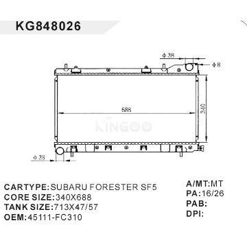 auto radiator car:SUBARU FORESTER SF5 OEM:45111-FC310