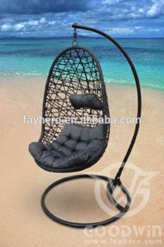GW3335 New design PE wicker egg swing outdoor furniture with steel stand