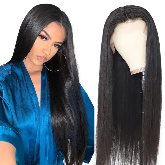 Wholesale 150 Density Transparent Hd Lace Front Wig Straight Brazilian Virgin Hair 4*4 Lace Frontal Human Hair Wigs for Black Wo