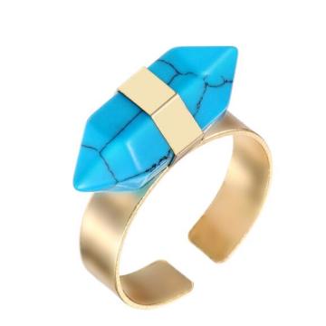 Plated Gold Natural Hexagonal Prism Gemstone Beads engagement rings for women