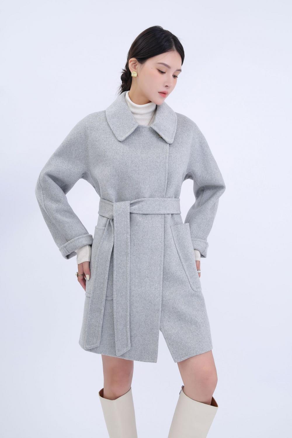 Women's Classic Lapel Belted Long Coat