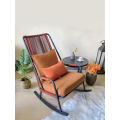 Aluminum Alloy Rust Red Outdoor Braided Rope Armchair