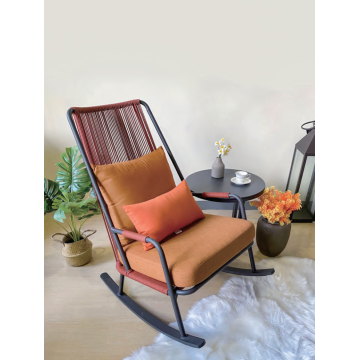 Rust Red Braided Rope Cosy Armchair Aluminum Alloy Rust Red Outdoor Braided Rope Armchair Manufactory
