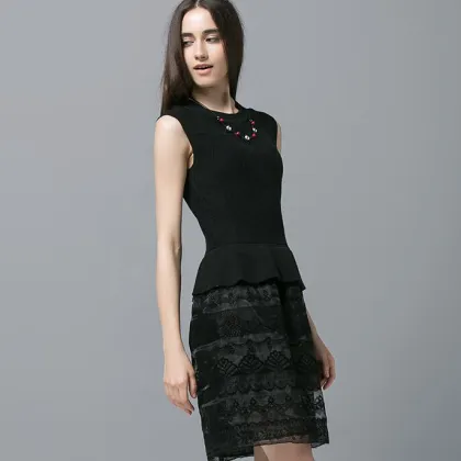 Europe and america lady dress pullover dress sleeveless fashion dress princess dress
