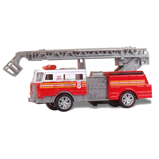 13cm Simulation Fire Ladder Truck 1:32 Scale Alloy Diecast Model Vehicle Toy