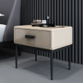 Single drawer leather contemporary bedside table