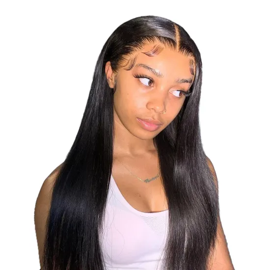 Cheap Factory Vendor Raw Indian Virgin cuticle aligned Natural Straight Human Hair 13X4 HD Full Lace Front Wig For Black Women