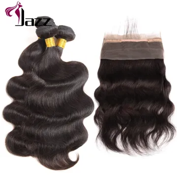 Grade 8a body wave 360 lace frontal closure with bundles, brazilian hair extension with pre plucked 360 frontal closure