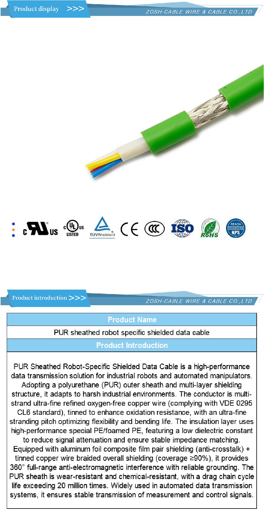 Robot cable (anti-torsion)-xiangqing1-ZS020