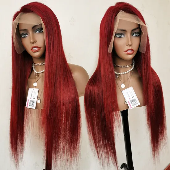 Transparent Lace Burgundy Wigs For Black Women Straight 99J Lace Front Wigs Human Hair HD Lace Frontal Brazilian Hair Wig