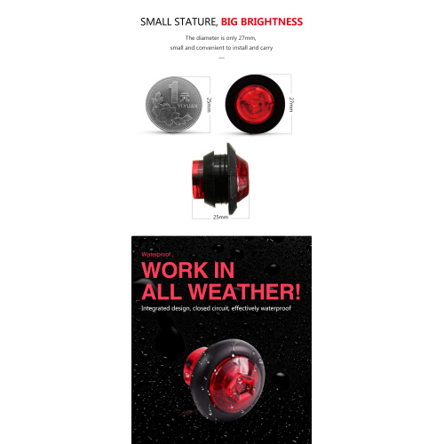 12v / 24v 12led Waterproof Turn Side Water Lampu abang, Amber, Truck Putih Led Led Warna