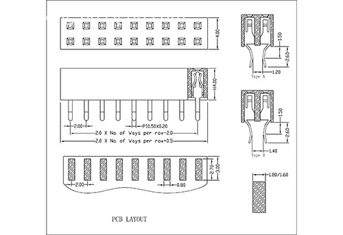 2.0 mm Female Header Dual Row  Splint Type FHDU04-XXDXXXX