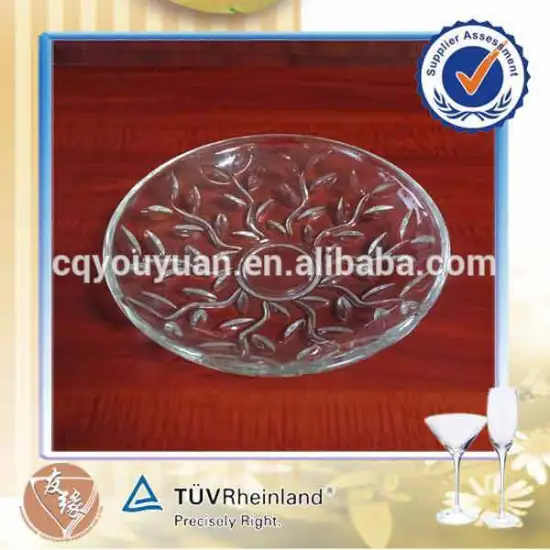 Stylish design 250mm x 50mm large glass fruit plate