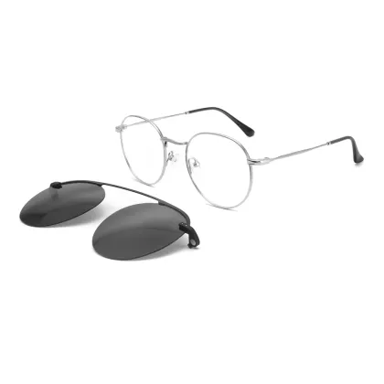 Metal Clip On Sunglasses for Myopia: Designer Round Ladies Eyewear