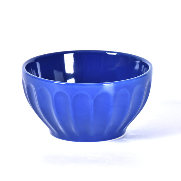 Color Emboss Stripe Modern Porcelain Ceramic Soup Bowl