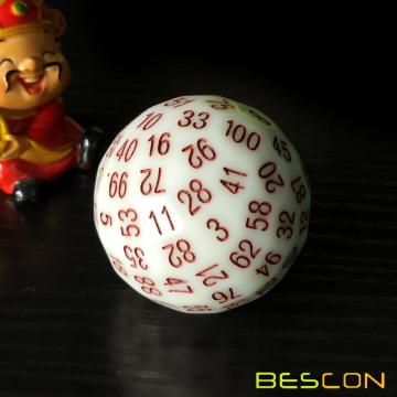 Bescon Super Jade Glow in Dark Polyhedral Dice 100 Sides, Luminous D100 die, 100 Sided Cube, Glowing D100 Game Dice