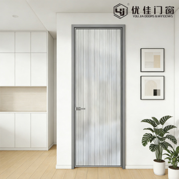 Porta de vidro com moldura cinza metal minimalista moderna