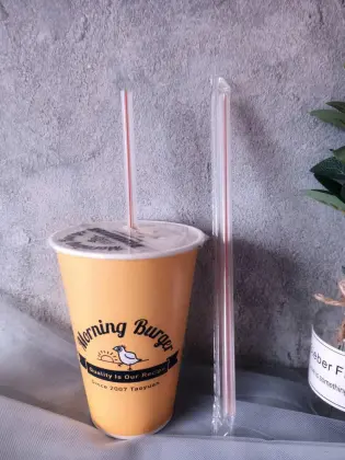 Bubble tea clear straw with Orange strips 12MM