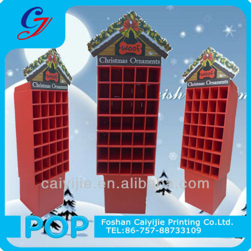 Christmas festival Promotional Sale Corrugated attractive Red kraft paper cardboard display stand with cells