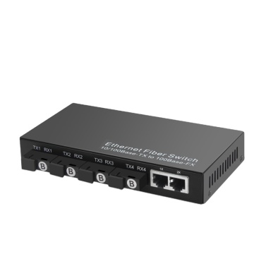Double Interface Fiber Media Converter A: 100 Megabit 4 Optical 2 Electric Fiber Transceiver