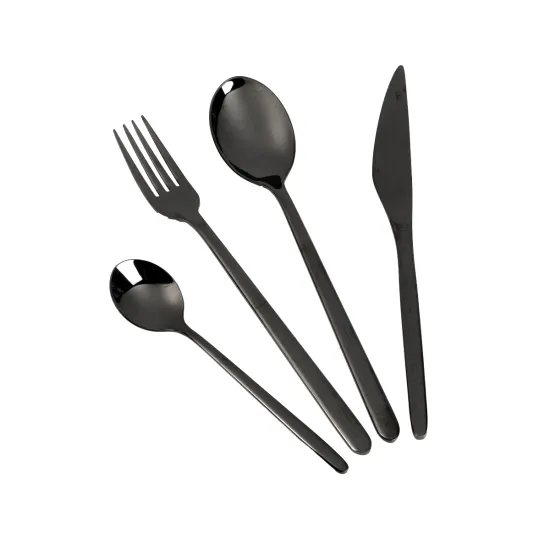 Stylish High-End Darkened Stainless Steel Culinary Ensemble: A Premium Dinnerware Set