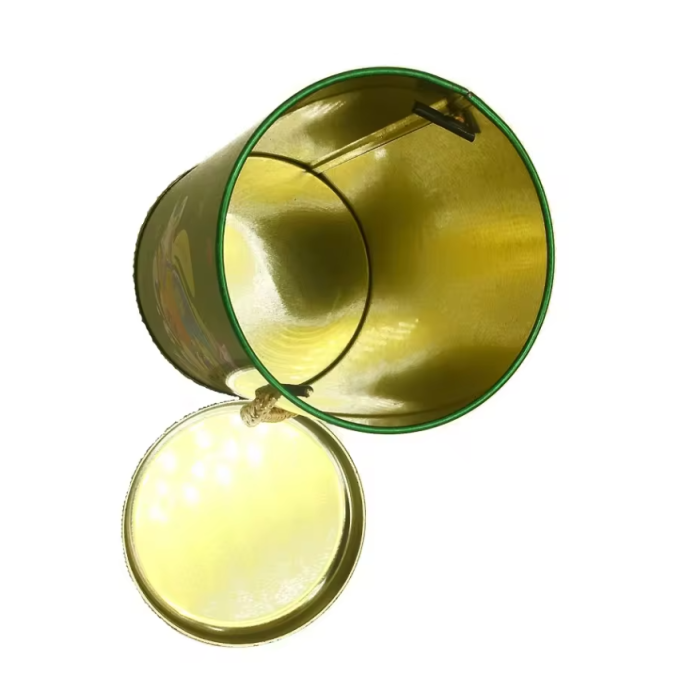 DADI Decorative Round Tin Can with Rope Handle