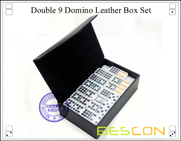 Double 9 Domino Leather Box Set-4