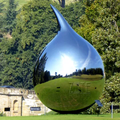 Outdoor art modern mirror polished stainless steel tears sculpture