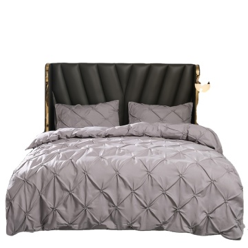 Affordable Luxury Pinch Pleat Pintuck Duvet Cover Set with Floral Embroidery