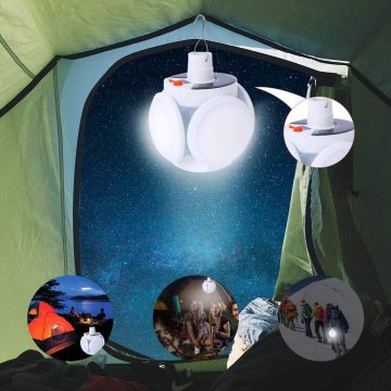 Rechargeable Outdoor Solar Camping Light with Folding Design: Perfect for Garage, Garden, and Emergency Use