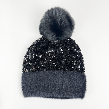 Wholesale Custom Color Solid Big Fake Fur Shiny Pom Pom Beanie Hats - Low MOQ Winter Fashion