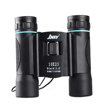 Waterproof Outdoor Sightseeing Binoculars for Adults: 10X25 Black Rubber Life Waterproof Optics