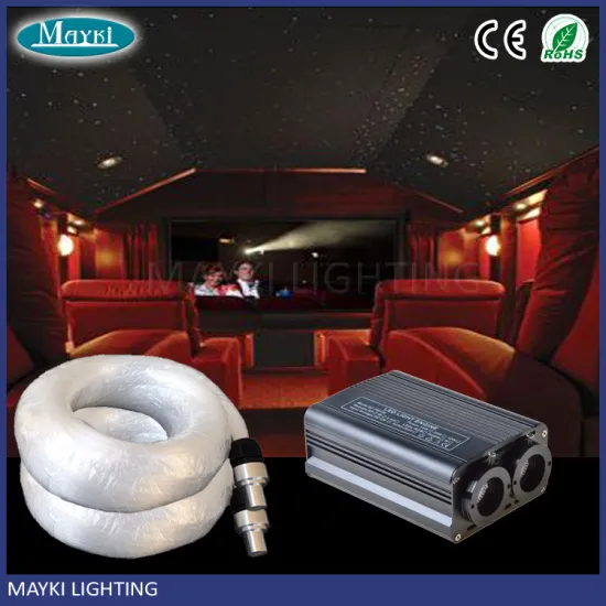 Dual ports , 16 * 2W RGB led fiber optic illuminator , fiber optic kit install more fiber for house using