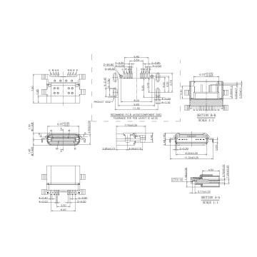 Waterproof Type-C 8P Female SMT Offset