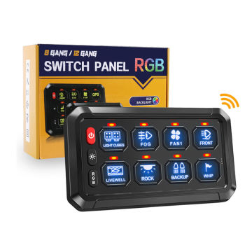 Wireless 8 Gang Aluminum Programmable Switch Panel for Off Road 12V Aux Lights