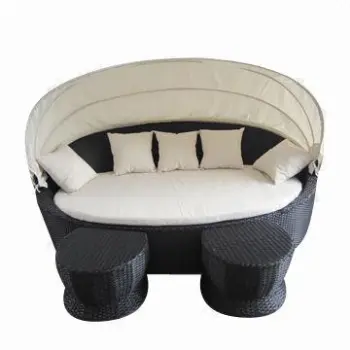 Aluminium outdoor rattan sun bed with all weather cushion, various colors are avaiable