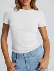 Cropped short-sleeved fitted T-shirt