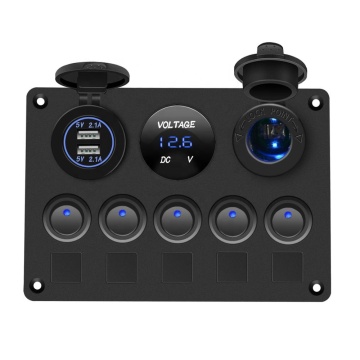 Waterproof LED Car 5 Gang 12V Fused Marine Boat Illuminated Rocker Switch Panel