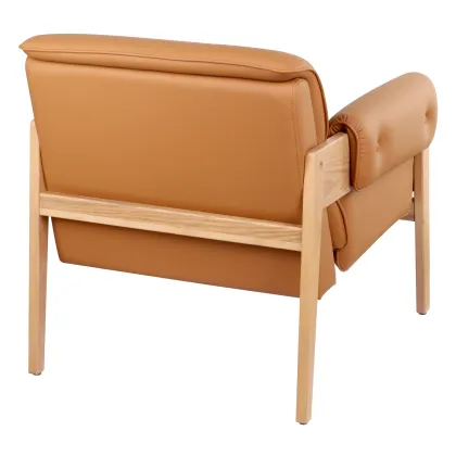 Solid wood and leather casual sofa chair