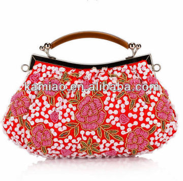 fashion women pearl beaded satin evening bags wholesale 2013