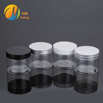 Frascos de mascotas de grado alimenticio de 150 ml: frascos de crema de cosméticos transparentes con tapa negra (en stock)