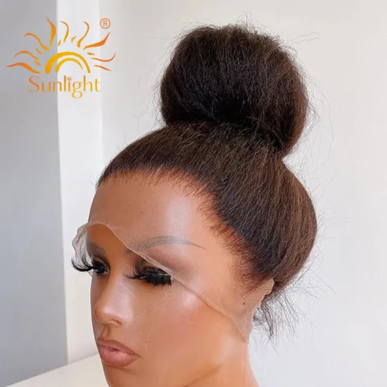 Sunlight Kinky Straight Hd Mink Virgin Brazilian Silky Curly Honey Mongolian Extensions 360 Lace Frontal Wig With Baby Hair
