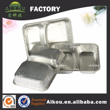 Takeaway microwavable pure two compartment aluminum foil food tray
