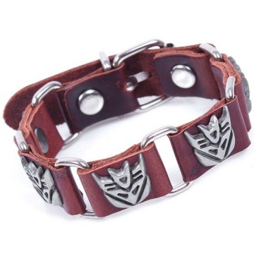 metal Transformers genuine cow leather men's wrap bracelet antique silver plated factory price new hot design