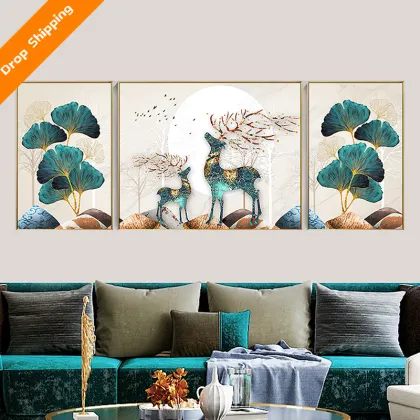 Modern Animal Paintings: Porch and Living Room Crystal Porcelain Wall Art