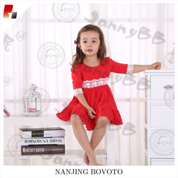 Red cute lace party dress, red Christmas