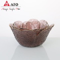 Irregular Gold Rim Embossed Glass Fruit Salad Bowl