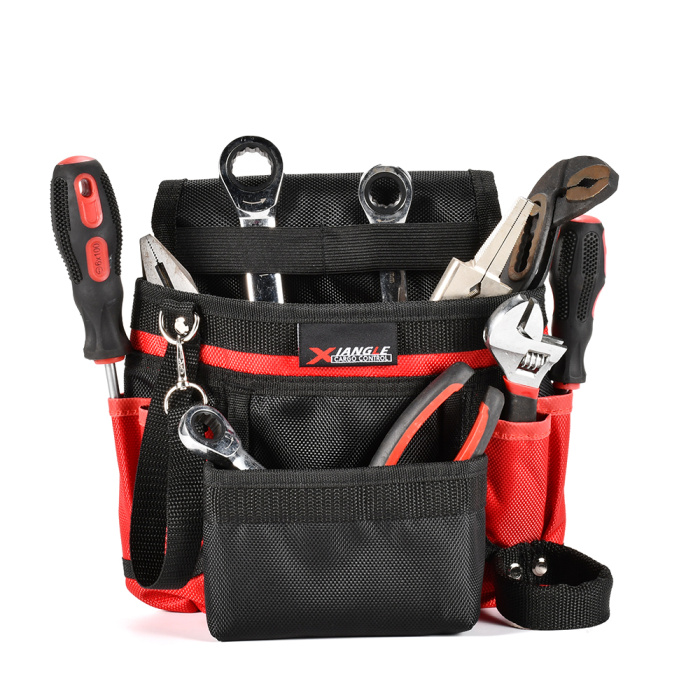 Red Black Tool Pouch with Hammer Holder