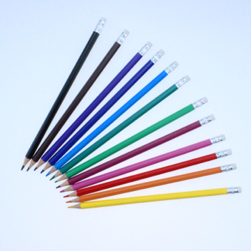 Personalized 7 Inch Hexagonal Plastic Pencil with Color Eraser and Golden Logo