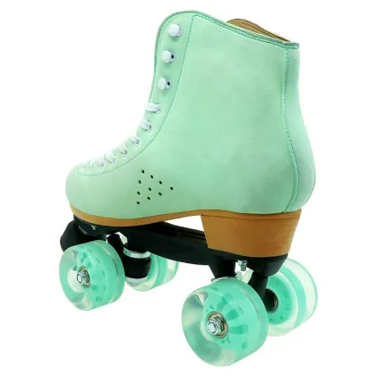 High-Quality Mint Green Suede Quad Roller Skates in the Classic Moxi-Style